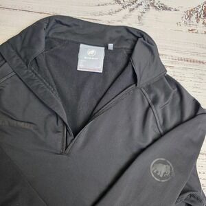 MAMMUT Mens Small 1/4 Zip‎ Midlayer Snow Sweater Long Sleeve Black Zipper Broken